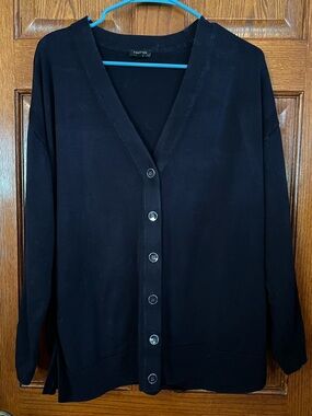 Talbots Navy Blue V Neck Cardigan XL Petite Long Sleeve
